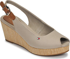 Tommy Hilfiger Sandály ICONIC ELBA SLING BACK WEDGE Béžová