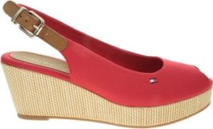 Tommy Hilfiger Sandály Iconic Elba Sling Back Wedg Červená