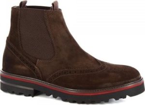 Leonardo Shoes Kotníkové boty M631-90 VELUR T. MORRO Hnědá