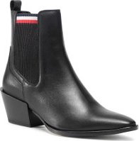 Polokozačky TOMMY HILFIGER Corporate Elastic Flat Boot FW0FW05166 Černá