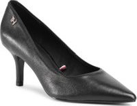 Lodičky TOMMY HILFIGER Essential Leather Mid Heel Pump FW0FW05247 Černá