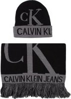 Sada čepice a šál Calvin Klein Jeans J Mirror Monogram Scarf - Beanie K50K505327 Šedá