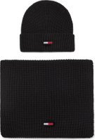 Sada čepice a šál Tommy Jeans Tjm Basic Rib Scarf & Beanie Gp AM0AM05216 Černá