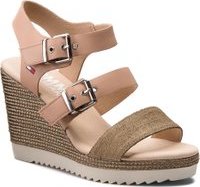 Sandály Tommy Jeans Denim Strappy Wedge Sandal EN0EN00195 Béžová