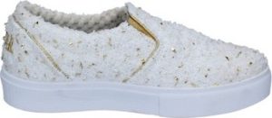 2 Stars Street boty slip on bianco tessuto oro BZ525 Bílá