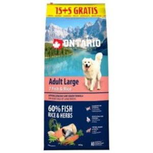 ONTARIO Dog Adult Large 7 Fish&Rice 15kg+5kg uvnitř