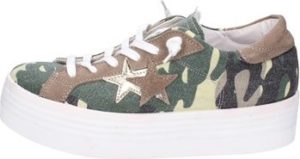 2 Stars Tenisky sneakers verde tessuto marrone camoscio ap710 Zelená