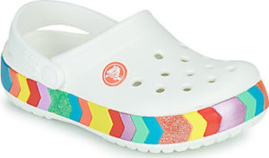 Crocs Pantofle Dětské CROCBAND CHEVRON BEADED CLOG K Bílá