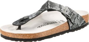 BIRKENSTOCK Žabky 'Gizeh Python' černá / bílá / světle šedá